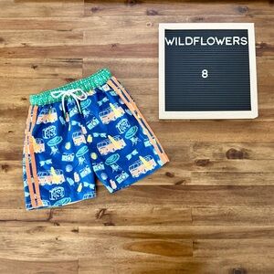 Wildflowers Daydream Believer Boogie Board Swim Trunks 8 Blue Green Shorts